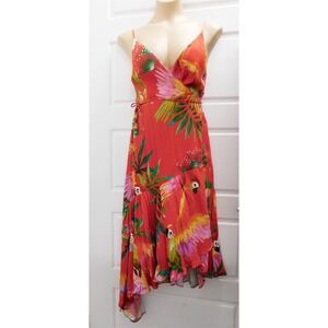 Farm Rio‎ Red Parrot Sleeveless Sun Wrap Dress sz XS